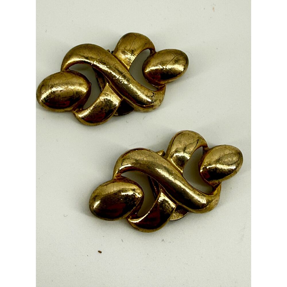 Vintage Bluette France Gold Tone Shoe Clips Designer Knot Glam Accessories
